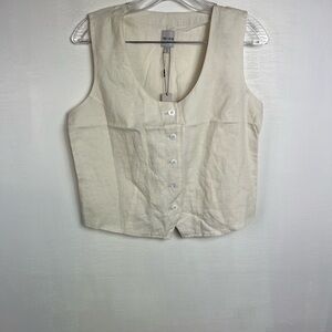 Nic + Zoe Women’s Rumba Linen Blend Button Front Vest Size M
